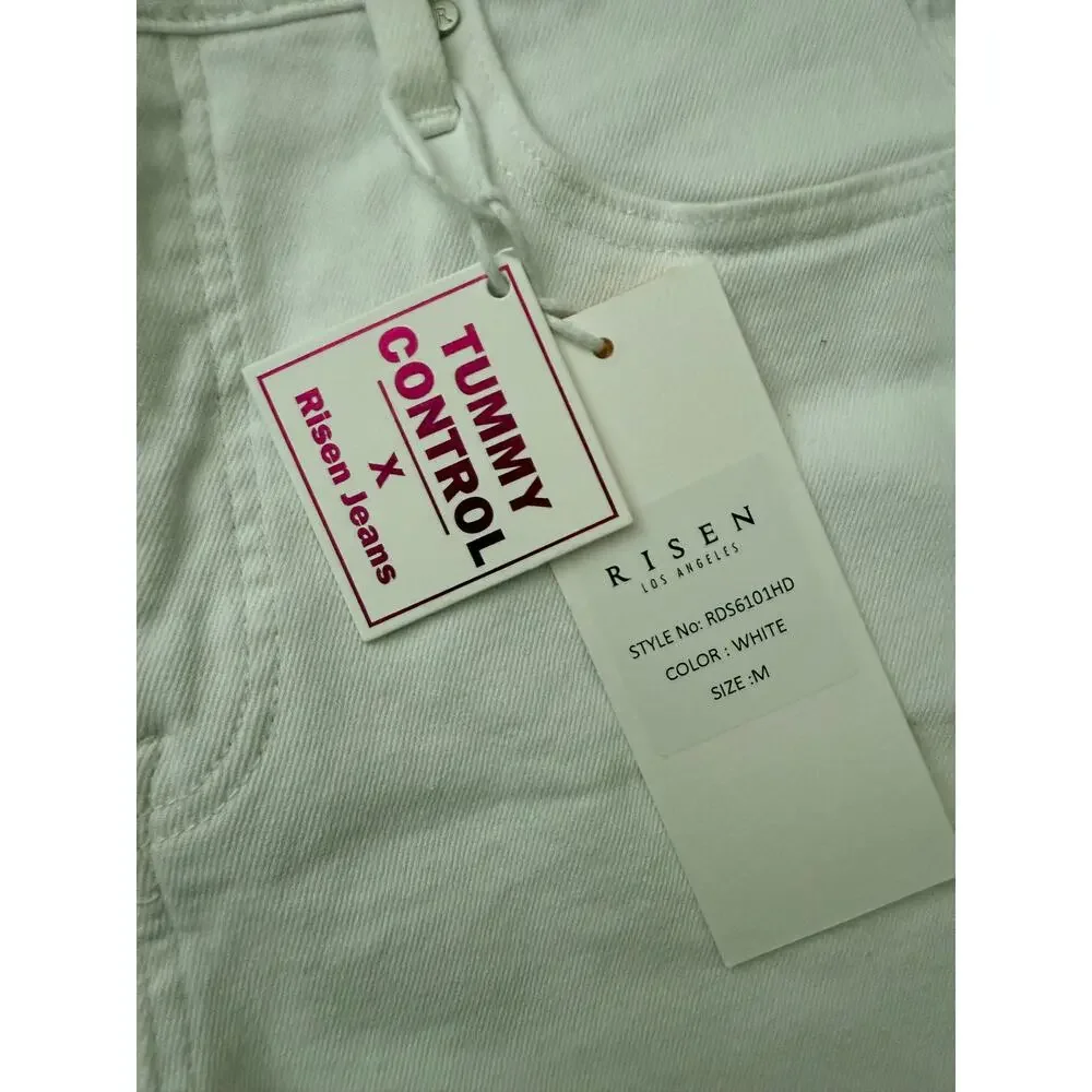 NWT Risen Jeans White Tummy Control High-Rise Denim Shorts Size Medium